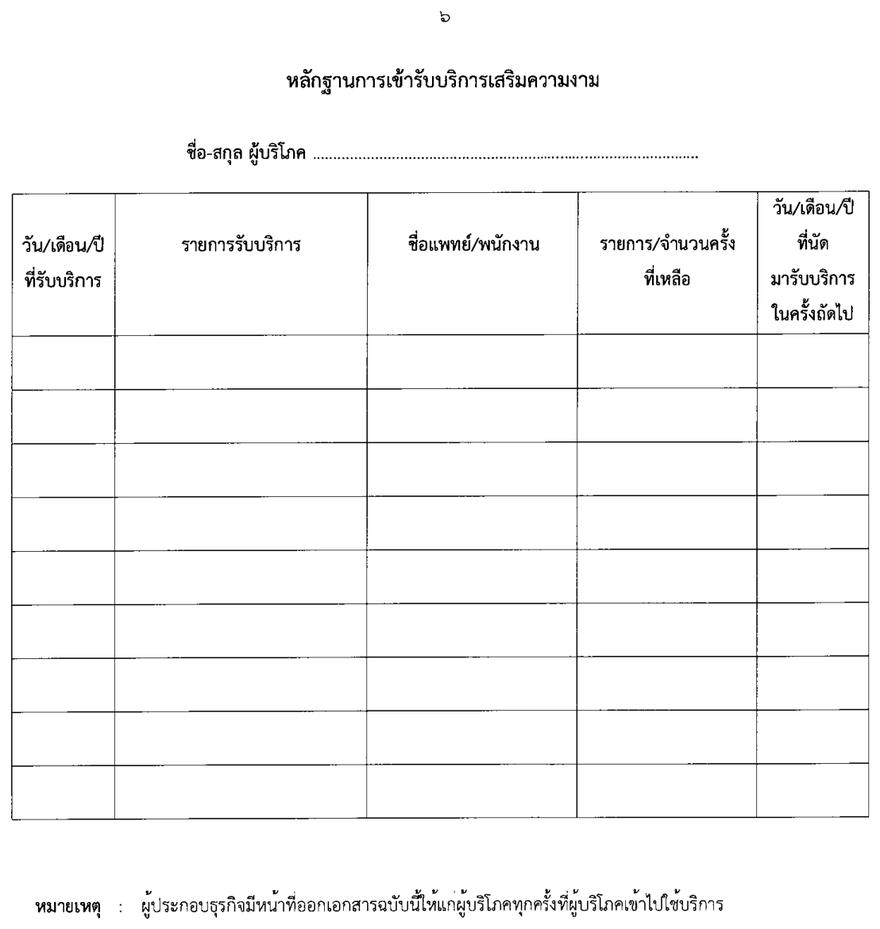 หลักฐานการเข้ารับบริการเสริมความงามท้ายแบบสัญญา หน้า 6